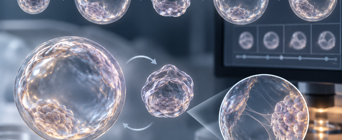 Illustration of blastocyst expansion, collapse and re-expansion during embryo culture.