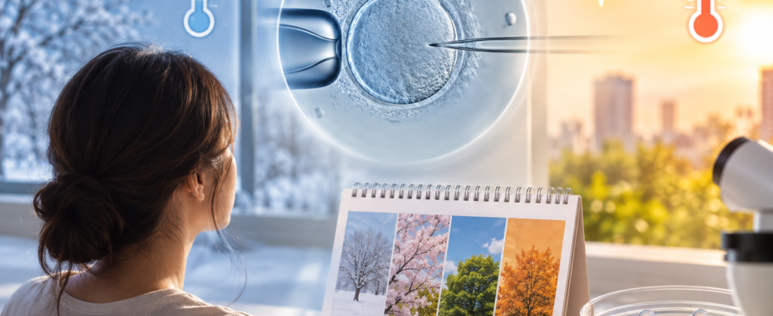AI illustration of changing temperatures and egg retrieval in a fertility laboratory